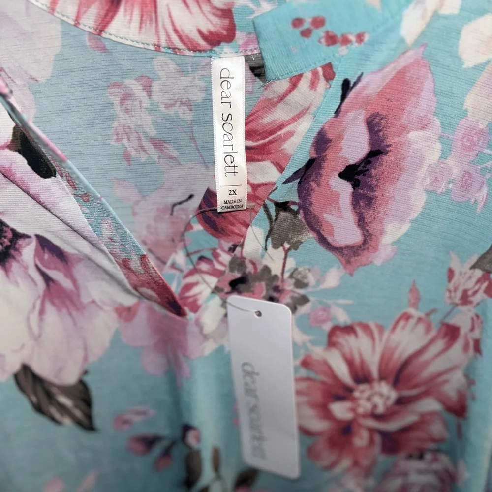 Dear Scarlett Floral Blouse - Blue and Pink - Picture 2 of 5